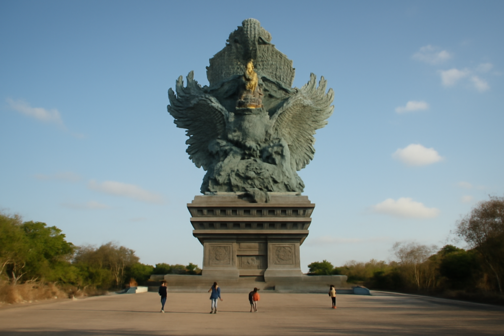 Patung Garuda Wisnu Kencana di GWK Bali saat sore hari
