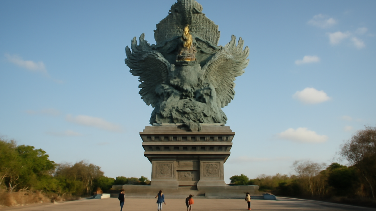 Patung Garuda Wisnu Kencana di GWK Bali saat sore hari
